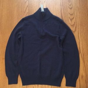 J Crew Navy Cotton Cashmere Half-Zip Sweater XS